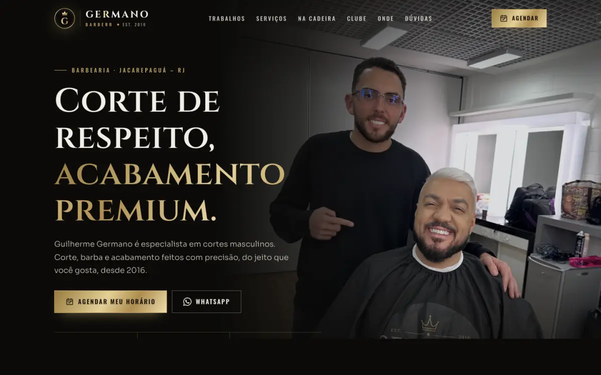 Print do site de Germano Barberr no computador